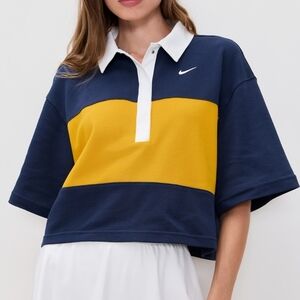 Nike Nsw Street Polo Women's Blue and Yellow Crop Top